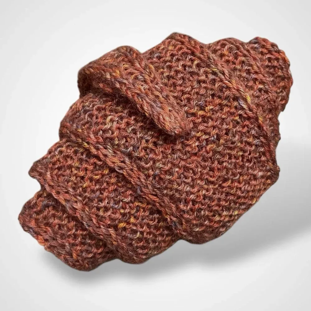 Sophie Scarf Brown Burnt Orange Wool Neck Warmer Hand Knit Women Neckerchief